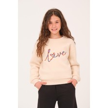 Jazziee Genç Kız Nakış Detaylı Sweatshirt - Ekru