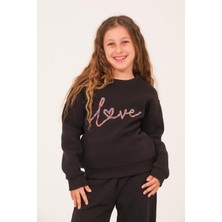 Jazziee Genç Kız Nakış Detaylı Sweatshirt - Siyah