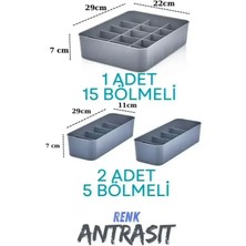 Sese Orgaset 3lü Dolap Çekmece Düzenleyici Antrasit Renk (SP-331)