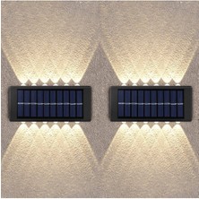 Adm Store Güneş Enerjili 12 Ledli 2 Adet Solar Enerjili Çift Taraflı Aplik LED Dekoratif Aydınlatma 2 Adet