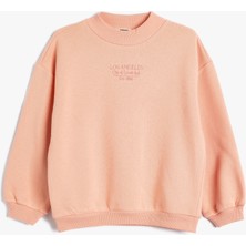 Koton Sweatshirt Uzun Kollu Dik Yaka Slogan Işlemeli Pamuklu