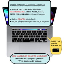 Mcstorey Arapça Klavye Koruyucu Macbook Pro M1-M2 13 Inç (Touchbarlı) A2251 A2289 A2338 A2141 Us Enter ile Uyumlu