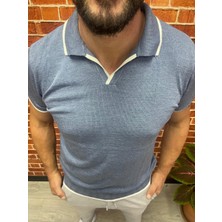 Lonc4 Mavi Polo Yaka Trikot-Shirt