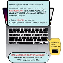 McStorey Arapça Klavye Koruyucu Macbook Air-Pro M1-M2-M3 (Touchıd'li) A2681 A3113 A2941 A3114 A2442 A2779 A2992 A2918 A2485 A2780 A2991 Us Enter ile Uyumlu