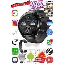 Bunnys Oppo A95 Uyumlu Akıllı Saat Erkekler Için Konuşma Özellikli Metal Kordon Hediyeli