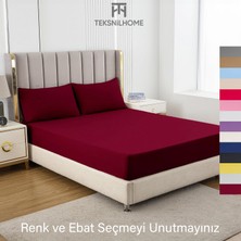 Teksnil Home | Ranforce | Pamuklu  Tek Kişilik Bordo  Lastikli Çarşaf | 14 Renk | Fıtted | 100X200