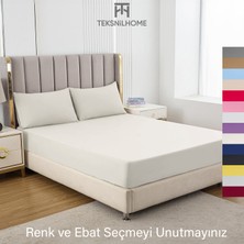Teksnil Home | Ranforce | Pamuklu  Tek Kişilik Krem  Lastikli Çarşaf | 14 Renk | Fıtted | 90X190