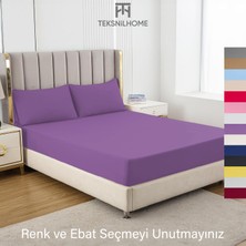 Teksnil Home | Ranforce | Pamuklu  Tek Kişilik Lila  Lastikli Çarşaf | 14 Renk | Fıtted | 90X190