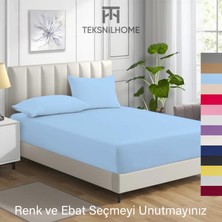 Teksnil Home | Ranforce | Pamuklu Çift Kişilik Mavi  Lastikli Çarşaf | 14 Renk | Fıtted | 160X200