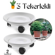 Maygi Store 2'li Tekerlekli Saksı Altığı 25 cm Coadura Design Beyaz 714453