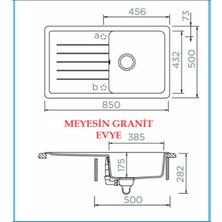 Meyesin Granit Evye Beyaz Tek Göz Damlalıklı Mutfak Evyesi 86 x 50 Cm