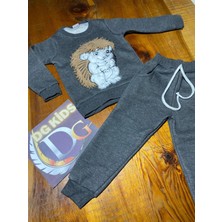 DG Fashion Gri Kirpi Desenli Sweatshirt Eşofman Takımı
