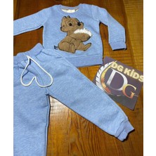 DG Fashion Mavi Sincap Desenli Sweatshirt Eşofman Takımı
