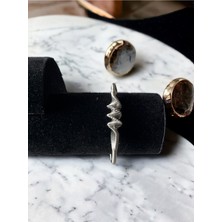 Asteria Jewelry Kadın  Gümüş Tel Işi Burgu Detaylı Kelepçe  Çelik Bileklik