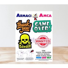 Armacı Amca Ütü Ile Yapışan 4 Adet Örme Kumaş Arma Yırtık Kapatıcı Pratik Yama Tekstil Patch Rengarenk Çılgın Neşeli Duvar Yazıları