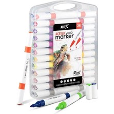 Rich Art-X Acrylic Marker Duo Marker Çift Uçlu Su Bazlı Boyama Kalemi 24 Renk Set