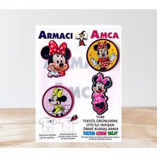 Armacı Amca Ütü Ile Yapışan 4 Adet Örme Kumaş Arma Yırtık Kapatıcı Pratik Yama Tekstil Patch Sevimli Şirin Kız Çocuk Minik Fare Kız