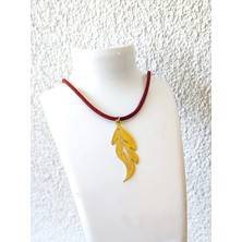N House El Yapımı Pirinç Kolye - Hakiki Deri Ip/yaprak