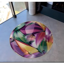 Rugs Modern Shape Koleksiyonu Yuvarlak Çok Renkli Soyut Desenli Dokuma Taban Halı SHAPE66