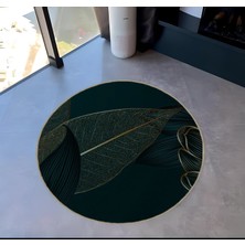Rugs Modern Shape Koleksiyonu Koyu Yeşil Soyut Yaprak Desenli Dokuma Taban Halı SHAPE98