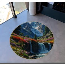 Rugs Modern Shape Koleksiyonu Yuvarlak Dağ Manzarası Desenli Dokuma Taban Halı SHAPE106