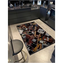 Rugs Modern Shape Koleksiyonu Çok Renkli Desenli Dokuma Taban Saçaklı Modern Dekoratif Halı SHAPE107