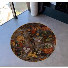 Rugs Modern Shape Koleksiyonu Yuvarlak Sonbahar Renkleri Çiçek Desenli Dokuma Taban Halı SHAPE86
