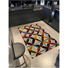Rugs Modern Shape Koleksiyonu Çok Renkli Soyut Desenli Dokuma Taban Modern Dekoratif Halı SHAPE76