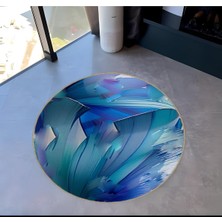 Rugs Modern Shape Koleksiyonu Yuvarlak Mavi Soyut Desenli Dokuma Taban Halı SHAPE67