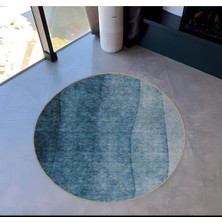 Rugs Modern Shape Koleksiyonu Yuvarlak Mavi Tonlarda Soyut Desenli Dokuma Taban Halı SHAPE126
