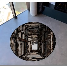 Rugs Modern Shape Koleksiyonu Yuvarlak Koyu Tonlarda Desenli Dokuma Taban Halı SHAPE121