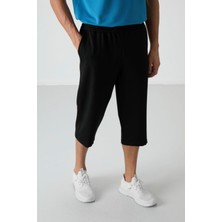 Tommy Life Siyah Pamuklu Yumuşak Dokulu Standart Fit Nakışlı Erkek Kapri - 83102