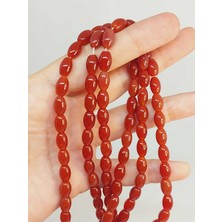 Yaşam Tohumu Çeyrek Dizi (9cm Uzunluğundadır!) Akik Taşı Arpa Kesim 6X9MM Çeyrek Dizi (49422)