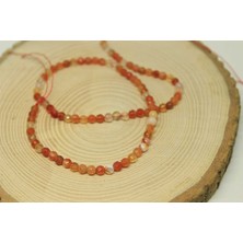 Yaşam Tohumu Çeyrek Dizi (9cm Uzunluğundadır!) Akik Taşı Faset Kesim Çeyrek Dizi 4mm (24035)