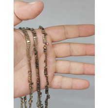 Yaşam Tohumu Çeyrek Dizi (9cm Uzunluğundadır!) Hematit Taşı Şekilli Çift Delikli 2*4.5mm Çeyrek Dizi (52372)