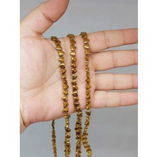 Yaşam Tohumu Çeyrek Dizi (9cm Uzunluğundadır!) Hematit Taşı Kalp Şekilli 2.5*5mm Çeyrek Dizi (52414)