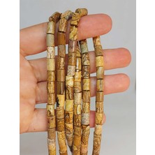 Yaşam Tohumu Çeyrek Dizi (9cm Uzunluğundadır!) Jasper Taşı Silindir Kesim 5.5x7.5mm Çeyrek Dizi (49326)