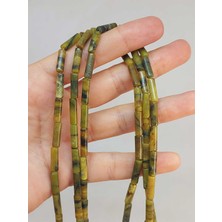 Yaşam Tohumu Çeyrek Dizi (9cm Uzunluğundadır!) Yeşim Taşı Silindir Kesim 4X12.5MM Çeyrek Dizi (49388)