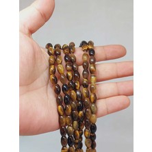 Yaşam Tohumu Çeyrek Dizi (9cm Uzunluğundadır!) Kaplangözü Taşı Arpa Kesim Çeyrek Dizi 6*8.5mm (49972)