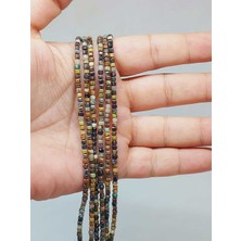 Yaşam Tohumu Çeyrek Dizi (9cm Uzunluğundadır!) Afrika Turkuazı Taşı Küp Şekilli Çeyrek Dizi 2mm (51140)