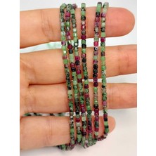 Yaşam Tohumu Çeyrek Dizi (9cm Uzunluğundadır!) Anyolit (Rubizoit- Rubyzoisit) Taşı Küp Şekilli Çeyrek Dizi 2mm (45306)