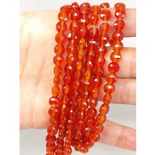 Yaşam Tohumu Çeyrek Dizi (9cm Uzunluğundadır!) Akik Taşı Yassı Faset Kesim Çeyrek Dizi 6X4MM (42805)