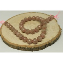 Yaşam Tohumu Çeyrek Dizi (9cm Uzunluğundadır!) Çilek Kuvars Taşı Çeyrek Dizi 12MM