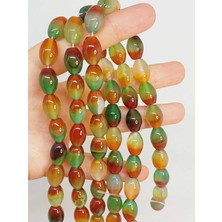 Yaşam Tohumu Çeyrek Dizi (9cm Uzunluğundadır!) Akik Taşı Arpa Kesim 10X13MM Çeyrek Dizi (49436)