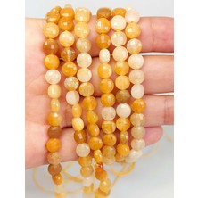 Yaşam Tohumu Çeyrek Dizi (9cm Uzunluğundadır!) Akik Taşı Yassı Faset Kesim Çeyrek Dizi 6X4MM (42830)