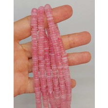 Yaşam Tohumu Çeyrek Dizi (9cm Uzunluğundadır!) Pembe Kuvars Taşı Rondela Kesim 6x1.5mm Çeyrek Dizi (49404)