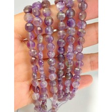 Yaşam Tohumu Çeyrek Dizi (9cm Uzunluğundadır!) Ametist Taşı Yassı Faset Kesim Çeyrek Dizi 6X4MM