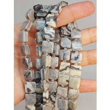 Yaşam Tohumu Çeyrek Dizi (9cm Uzunluğundadır!) Jasper Taşı Yandan Oyuklu Kare Kesim 10X10MM Çeyrek Dizi (49562)