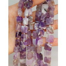 Yaşam Tohumu Çeyrek Dizi (9cm Uzunluğundadır!) Ametist Taşı Yandan Oyuklu Kare Kesim 10X10MM Çeyrek Dizi (49566)