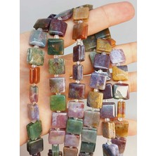 Yaşam Tohumu Çeyrek Dizi (9cm Uzunluğundadır!) Akik Taşı Yandan Oyuklu Kare Kesim 10X10MM Çeyrek Dizi (49558)